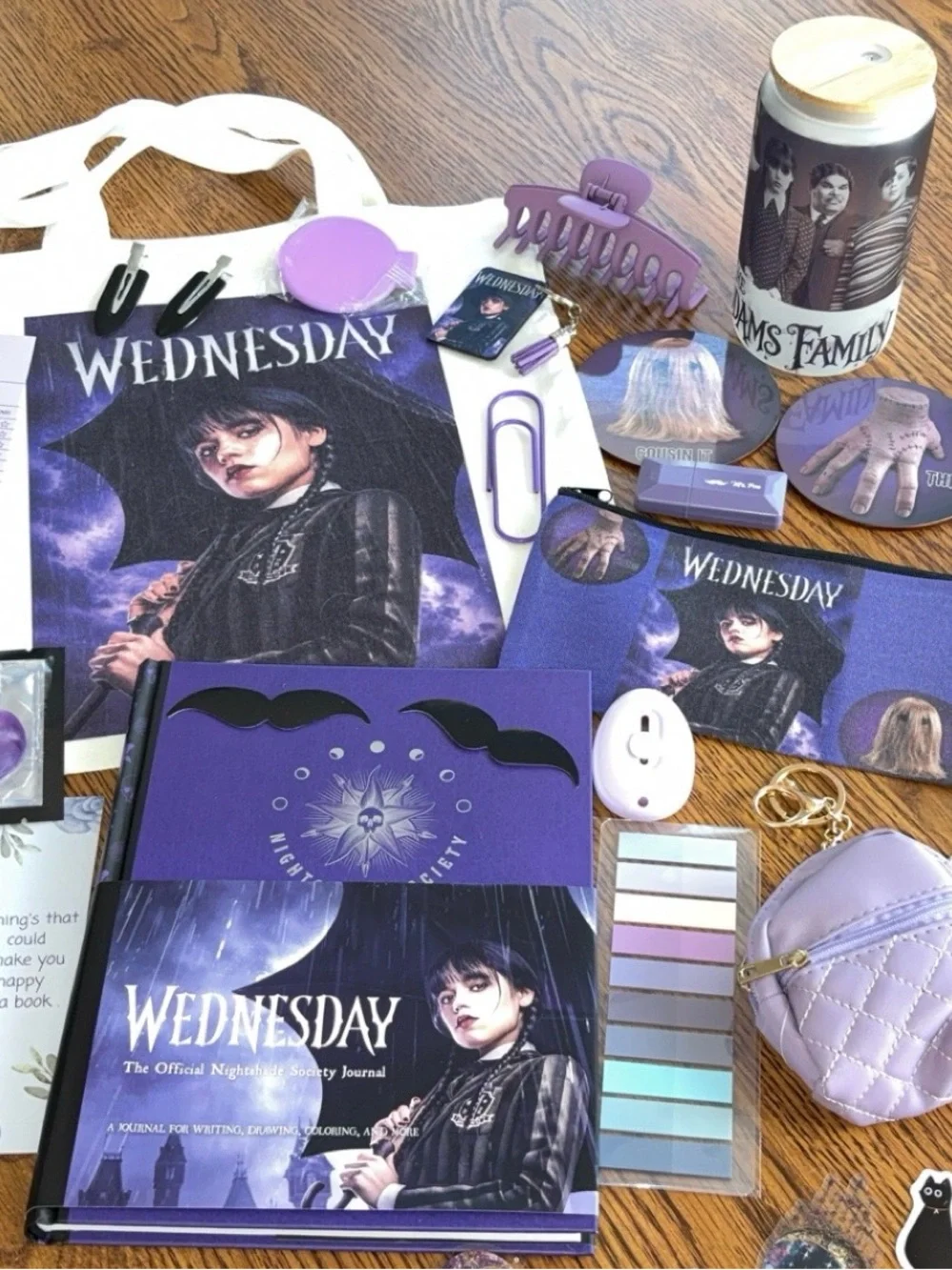 Wednesday Addams Purple Tote & Journal Set blind date with a book bookish journa